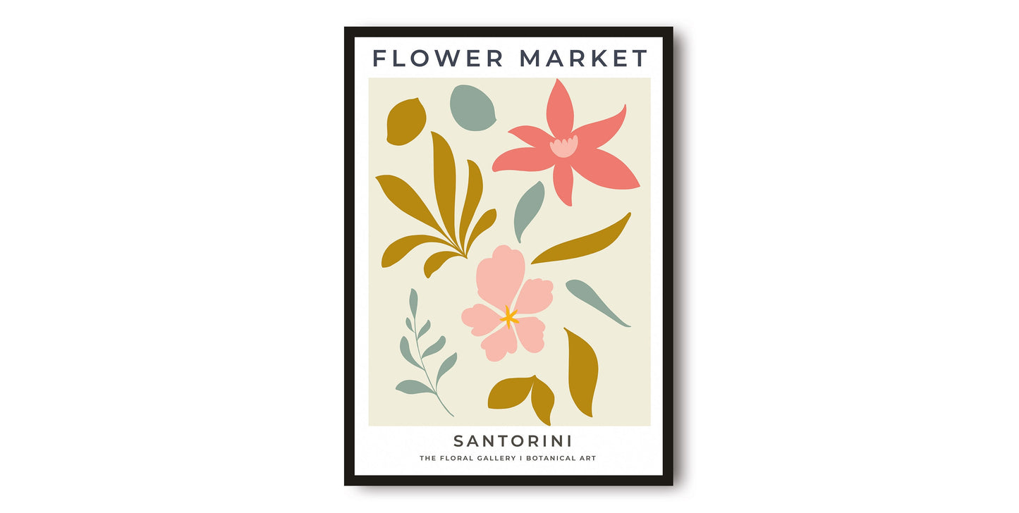 Santorini Flower Market Poster